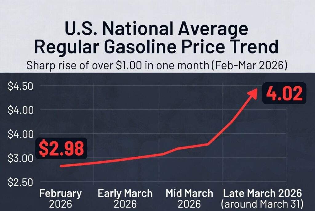 US gas price surge chart Trump Iran war 2026